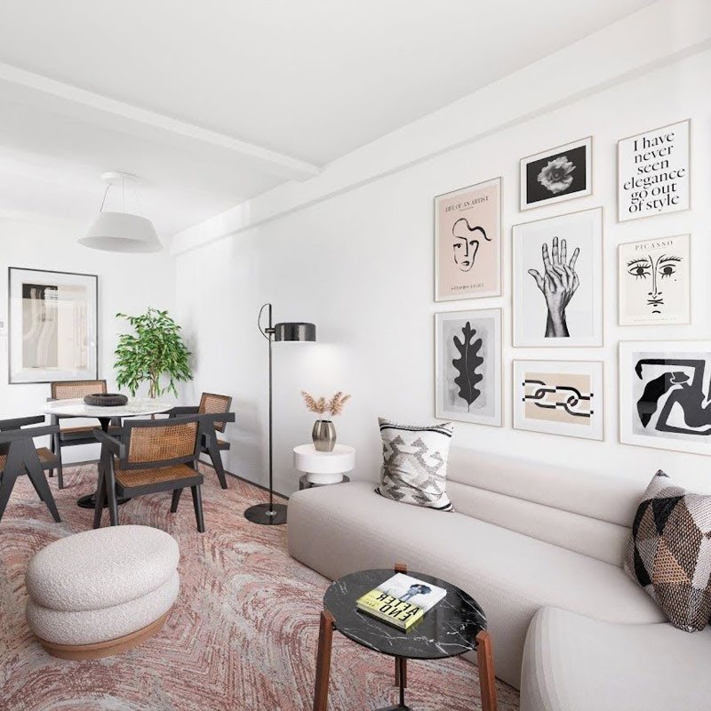 Living Room with photo wall